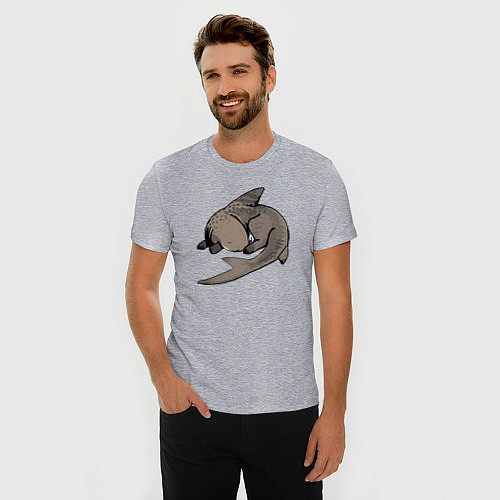 Мужская slim-футболка Спящая акула / Меланж – фото 3