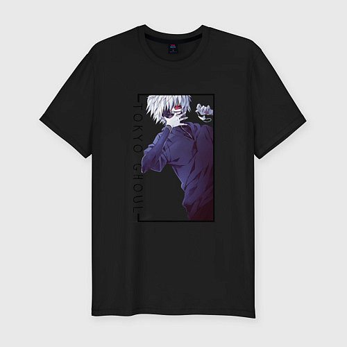 Мужская slim-футболка Канеки Кен в маске Токийский гуль / Черный – фото 1