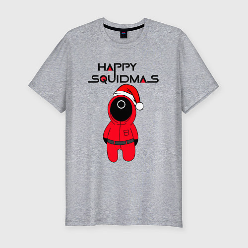 Мужская slim-футболка HAPPY SQUIDMAS / Меланж – фото 1