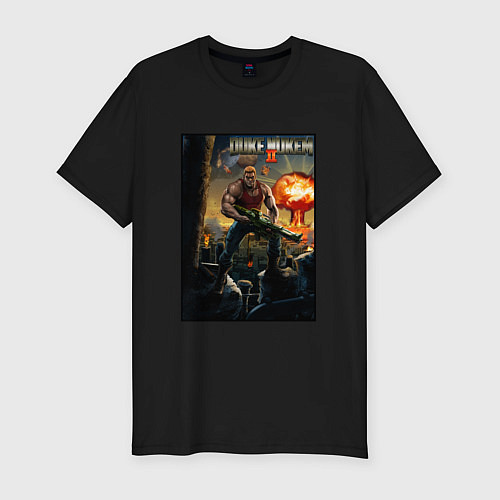 Мужская slim-футболка Poster Duke Nukem 2 / Черный – фото 1