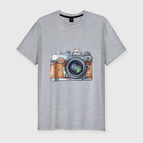 Мужская slim-футболка Ретро фотокамера / Меланж – фото 1