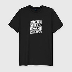 Футболка slim-fit Eat,Sleep,Game,Repeat, цвет: черный