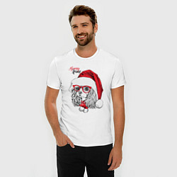 Футболка slim-fit Happy Christmas: американский кокер спаниель, цвет: белый — фото 2