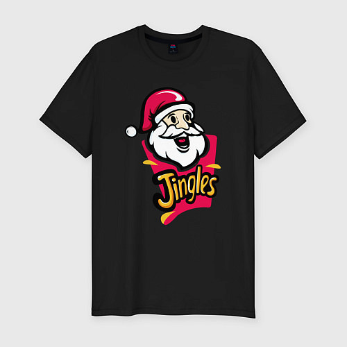 Мужская slim-футболка Santa Jingles / Черный – фото 1