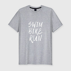 Футболка slim-fit SWIM BIKE RUN, цвет: меланж