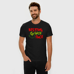 Футболка slim-fit Resting Grinch Face Новогодний, цвет: черный — фото 2