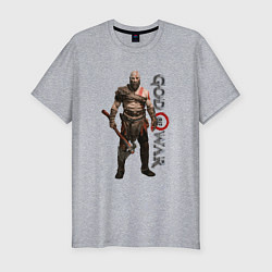 Футболка slim-fit КРАТОС, БОГ ВОЙНЫ GOD OF WAR, цвет: меланж