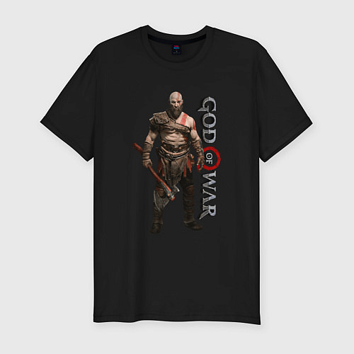 Мужская slim-футболка КРАТОС, БОГ ВОЙНЫ GOD OF WAR / Черный – фото 1