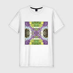 Мужская slim-футболка Коллекция Фрактальная мозаика Фиолетово-зеленый Кв