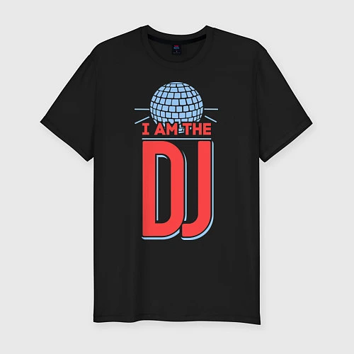 Мужская slim-футболка I am the DJ / Черный – фото 1