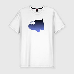Футболка slim-fit Бегемотик фиолетовый, цвет: белый