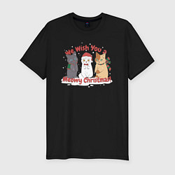 Футболка slim-fit We Wish You a Meowy Christmas, цвет: черный