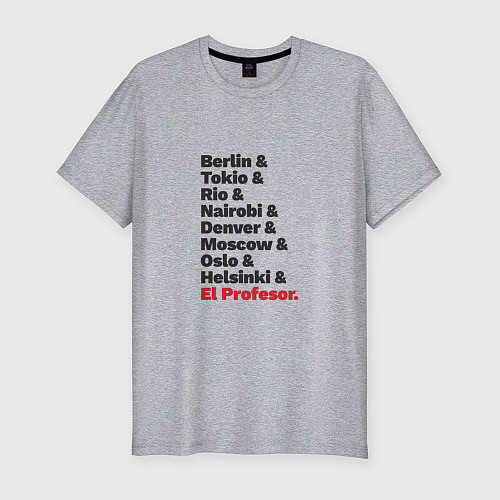 Мужская slim-футболка El Professor - Money Heist / Меланж – фото 1