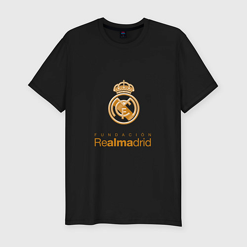 Мужская slim-футболка Real Madrid Logo / Черный – фото 1