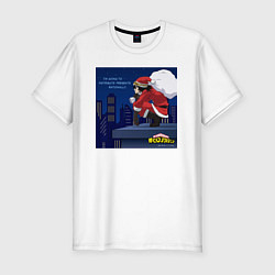 Мужская slim-футболка My Hero Academia - Санта с подарками на Новый год