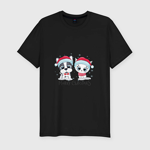 Мужская slim-футболка С Новым Годом, друзья / Черный – фото 1