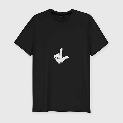 Мужская slim-футболка Граффити палец вверх / Черный – фото 1