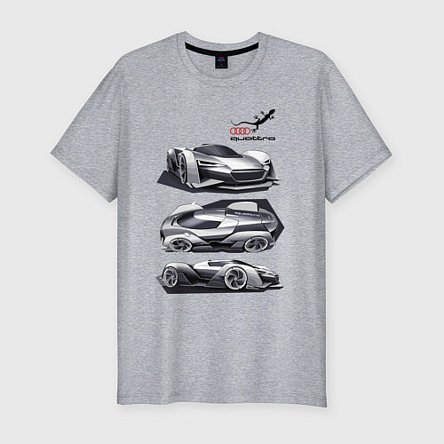 Мужская slim-футболка Audi motorsport concept sketch / Меланж – фото 1