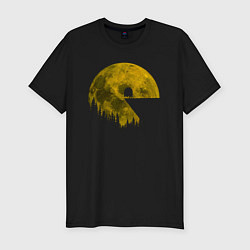 Мужская slim-футболка Pac-man moon Пакмен луна