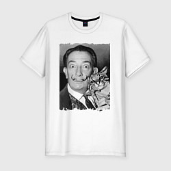 Футболка slim-fit Salvador Dali & nice cat, цвет: белый