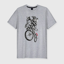 Футболка slim-fit Skeleton on a cool bike, цвет: меланж