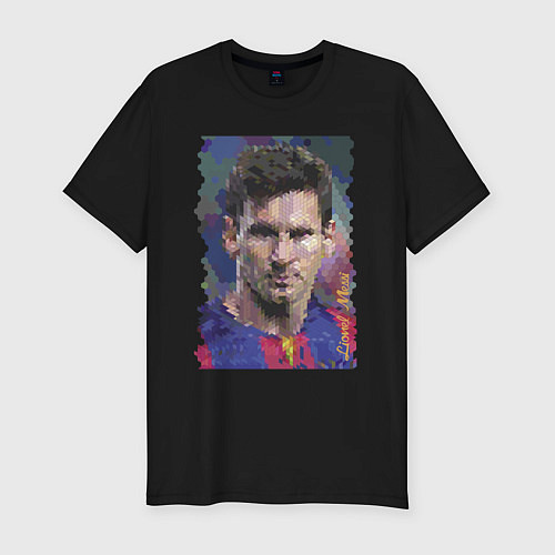 Мужская slim-футболка Lionel Messi - striker, Barcelona / Черный – фото 1