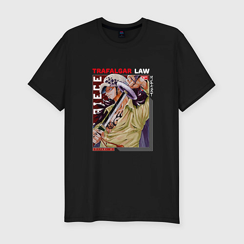 Мужская slim-футболка Ван-Пис One Piece, Трафальгар Ло, / Черный – фото 1