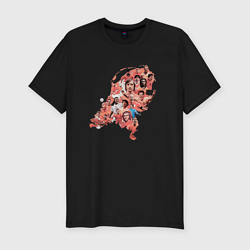 Мужская slim-футболка Легенды сборной Голландии / Черный – фото 1