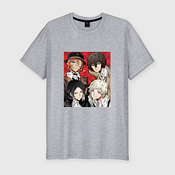 Футболка slim-fit Bungou Stray DogsБродячие псы литературы, цвет: меланж