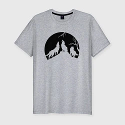 Мужская slim-футболка Три волка и луна