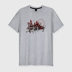 Мужская slim-футболка London Dark red design