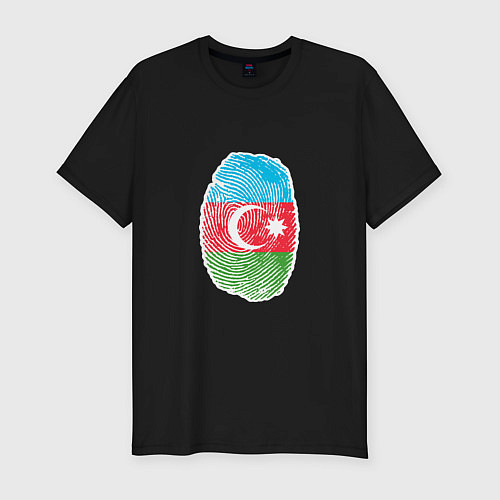 Мужская slim-футболка Азербайджан - Отпечаток / Черный – фото 1