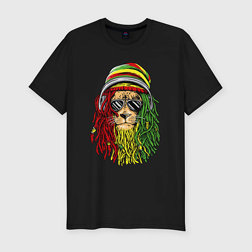 Мужская slim-футболка Rasta lioN / Черный – фото 1