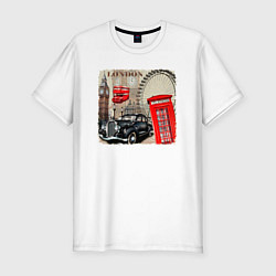 Мужская slim-футболка Лондон в стиле ретро