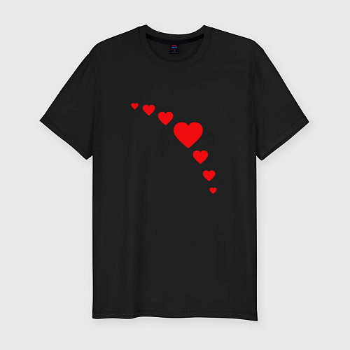 Мужская slim-футболка Сердечки для любви / Черный – фото 1