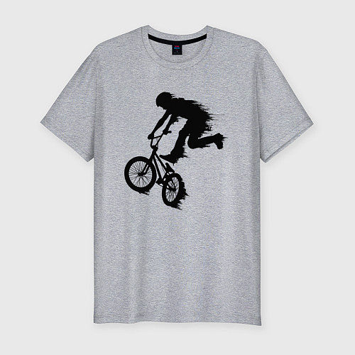 Мужская slim-футболка ВЕЛОСПОРТ BMX Racing ВЕЛОСИПЕДИСТ / Меланж – фото 1