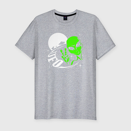 Мужская slim-футболка Привет от пришельца / Меланж – фото 1