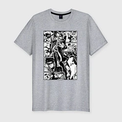 Мужская slim-футболка ДЖотаро Куджо на панели манги
