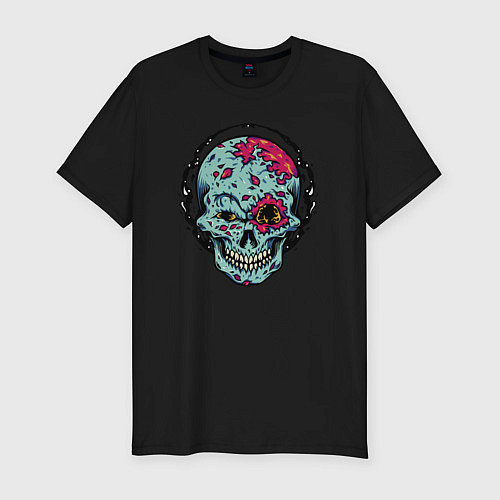 Мужская slim-футболка Cool skull! Grin! / Черный – фото 1