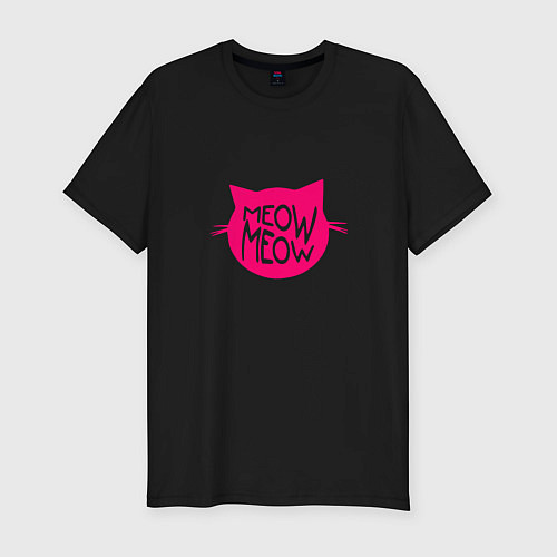 Мужская slim-футболка Кошечка влюбленная день святого валентина / Черный – фото 1