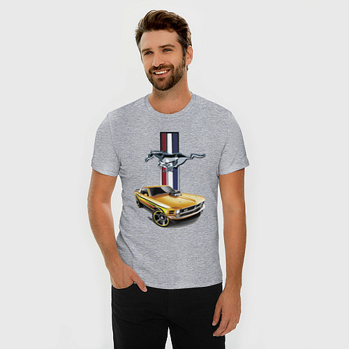 Мужская slim-футболка Mustang motorsport / Меланж – фото 3