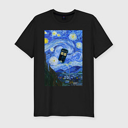 Мужская slim-футболка Тардис в Звездной Ночи