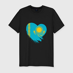 Мужская slim-футболка Сердце - Казахстан