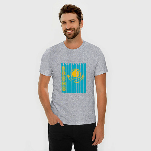 Мужская slim-футболка Kazakhstan - Казахстан / Меланж – фото 3