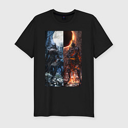 Футболка slim-fit Dark Souls x Bloodborne Дарк Соулс, цвет: черный