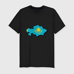 Футболка slim-fit Казахстан - Карта, цвет: черный