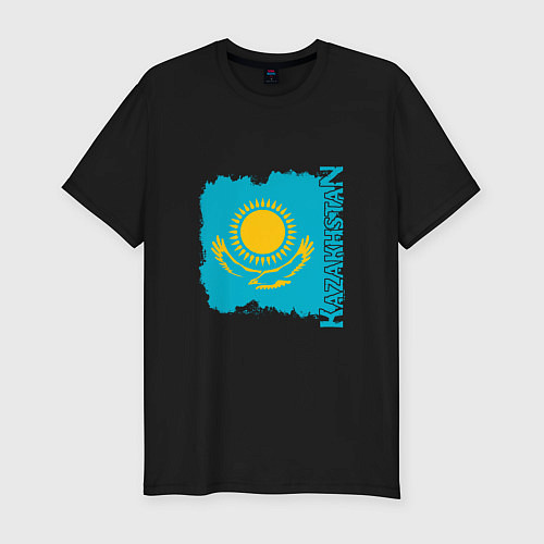 Мужская slim-футболка Kazakhstan Sun / Черный – фото 1
