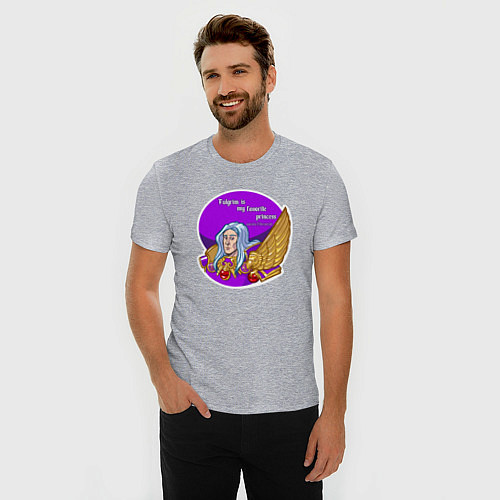 Мужская slim-футболка А ещё я люблю фиолетовый контур, футболки / Меланж – фото 3
