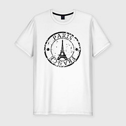 Футболка slim-fit Париж, Франция, Эйфелева башня, цвет: белый