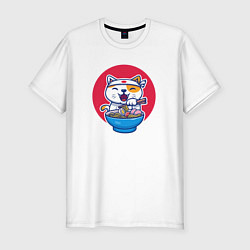 Футболка slim-fit Cat Love Ramen, цвет: белый